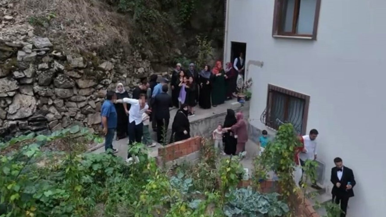 Trabzon’da kana bulanan gelin alma merasimindeki silah atma anları böyle görüntülendi
