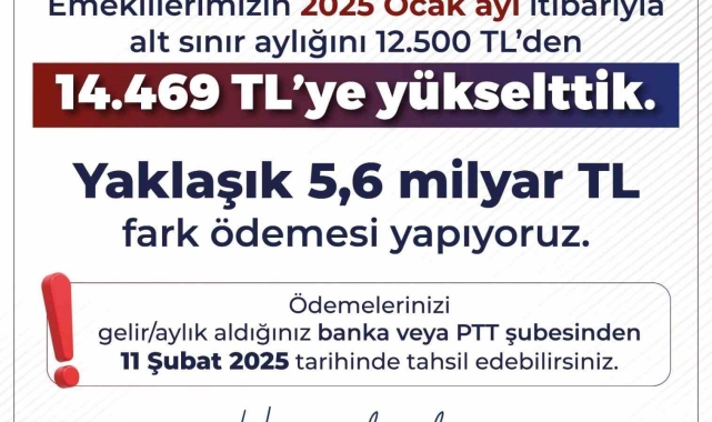 Emeklilerin zam farkı ödemeleri yarın hesaplara yatırılacak