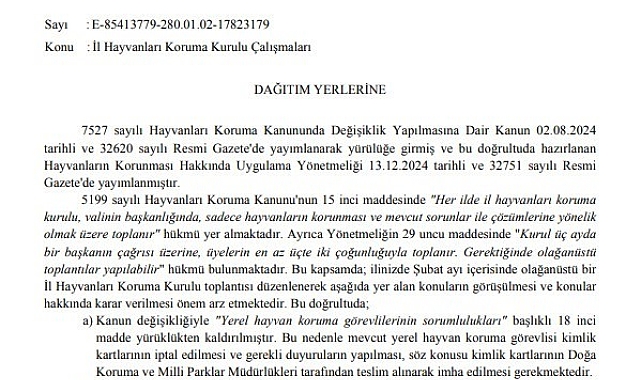 Tarım ve Orman Bakanlığı 81 il valiliğine sokak hayvanları için yazı gönderdi