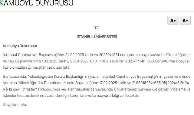 İstanbul Üniversitesi'nden "sahte diploma" açıklaması: "İnceleme ve işlemler tesis edilerek bilgi verilecektir"