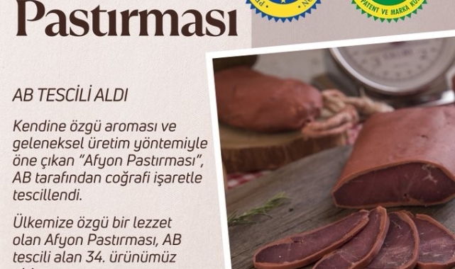 Bakan Yumaklı: "Afyon Pastırması, Avrupa Birliği'nden coğrafi işaret tescili alan 34'üncü ürünümüz oldu"