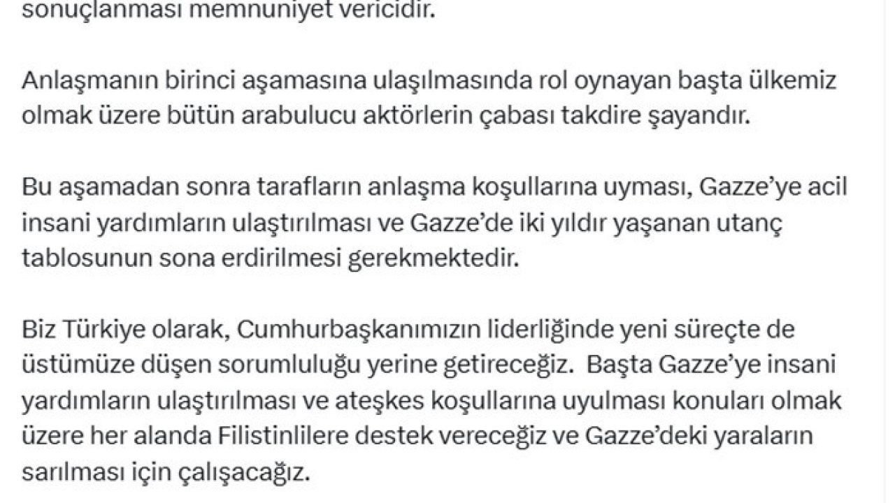 İletişim Başkanı Duran: "İsrail ile Hamas arasındaki uzlaşma memnuniyet verici"