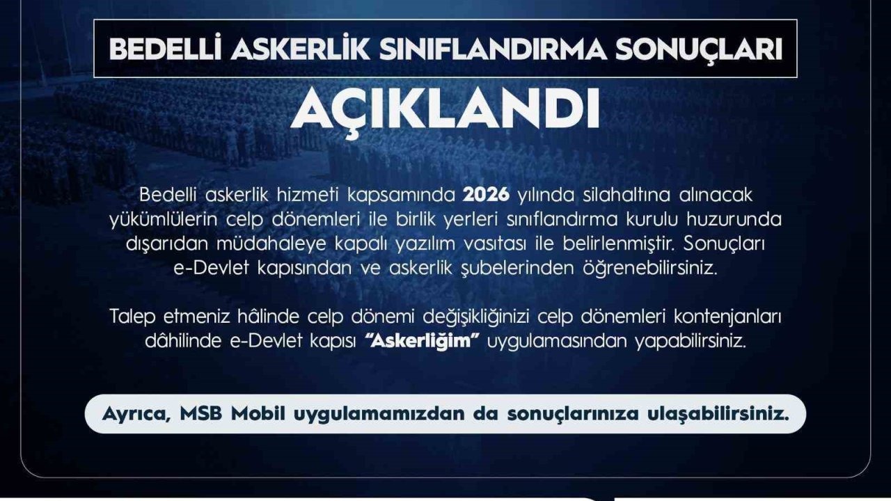 Bedelli askerlik sınıflandırma sonuçları açıklandı